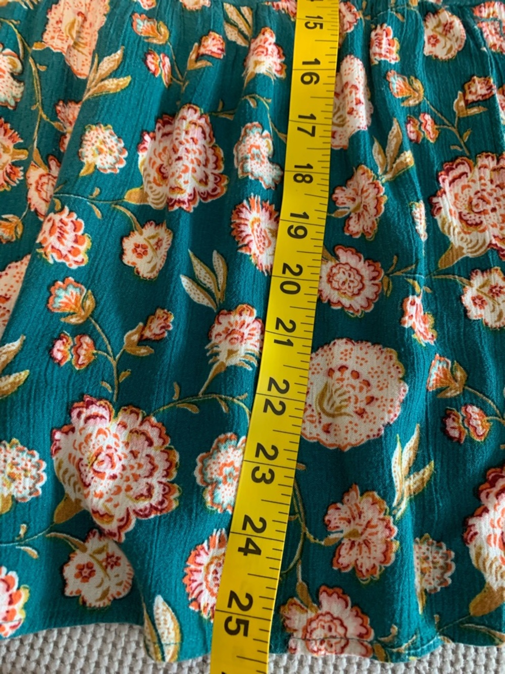 Wonderly Teal Floral Long-Sleeve Ruffle Peasant Blouse Large Rayon  Lightweight - Picture 8 of 8